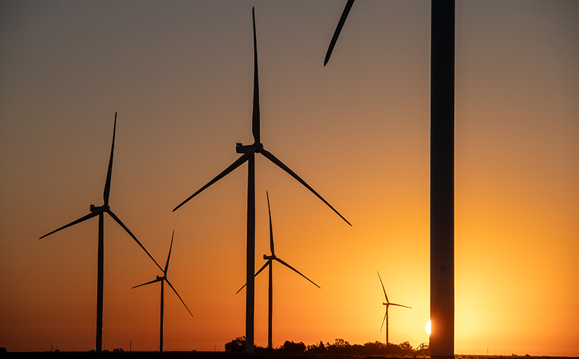 A group of wind turbines.